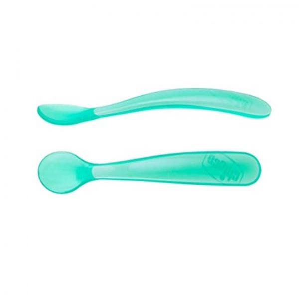 Cucchiaio Softy Spoon in Silicone 2 pz Chicco Azzurro 6m+