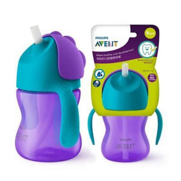 Tazza con Cannuccia Flessibile Viola 9m+ 200ml AVENT