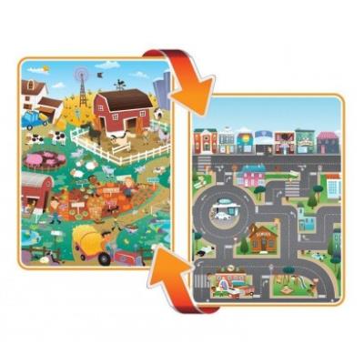 Tappeto da Gioco Bifacciale Illustrativo Impermeabile City e Farm PlayMat